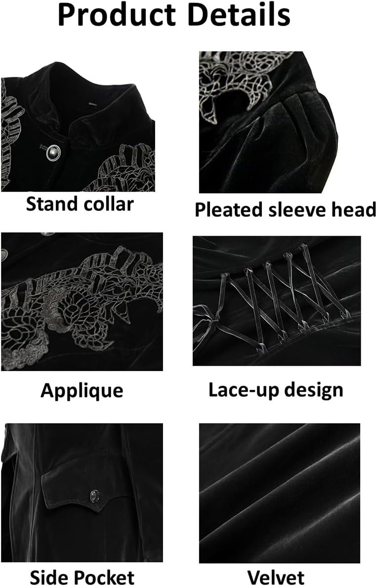 Women Victorian Steampunk Vintage Renaissance Jacket Gothic Frock Coat Uniform - Image 4