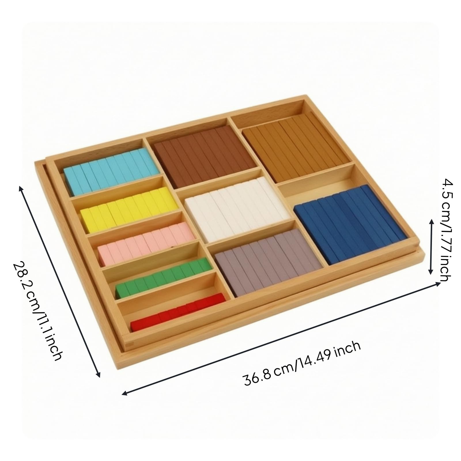 Children Math Set Educativo in Legno con Aste Numeriche Bastoncini Contacalcoli Rods per Somma E Sottrazione Scatola Organizer Inclusa Adatto a Scuola Asilo Casa