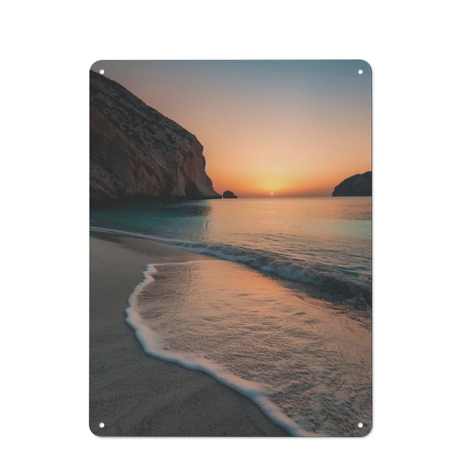 Junmoney Twilight Waves Caress Metal Plaque 40X30cm With For Hallway Wall, Retro Decor, For Wall Display Collectors
