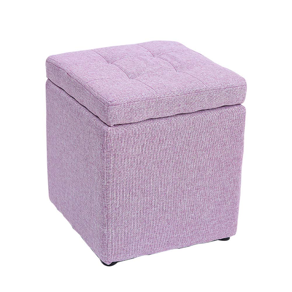 Pouf de rangement gain de place bleu foncé petit repose-pieds cube avec coffre