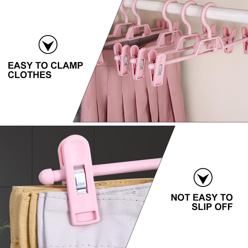 DOITOOL 10 Pack Non-Slip Pants Hangers with Adjustable Clips Plastic Clips for Household Coat and Pants Storage Space Saving Clothes Hangers for Closet and Laundry Organization