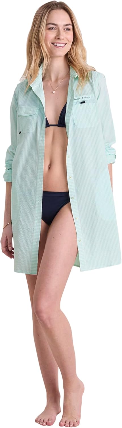 Vineyard Vines Women's Harbor Seersucker Shirt Cover-up
