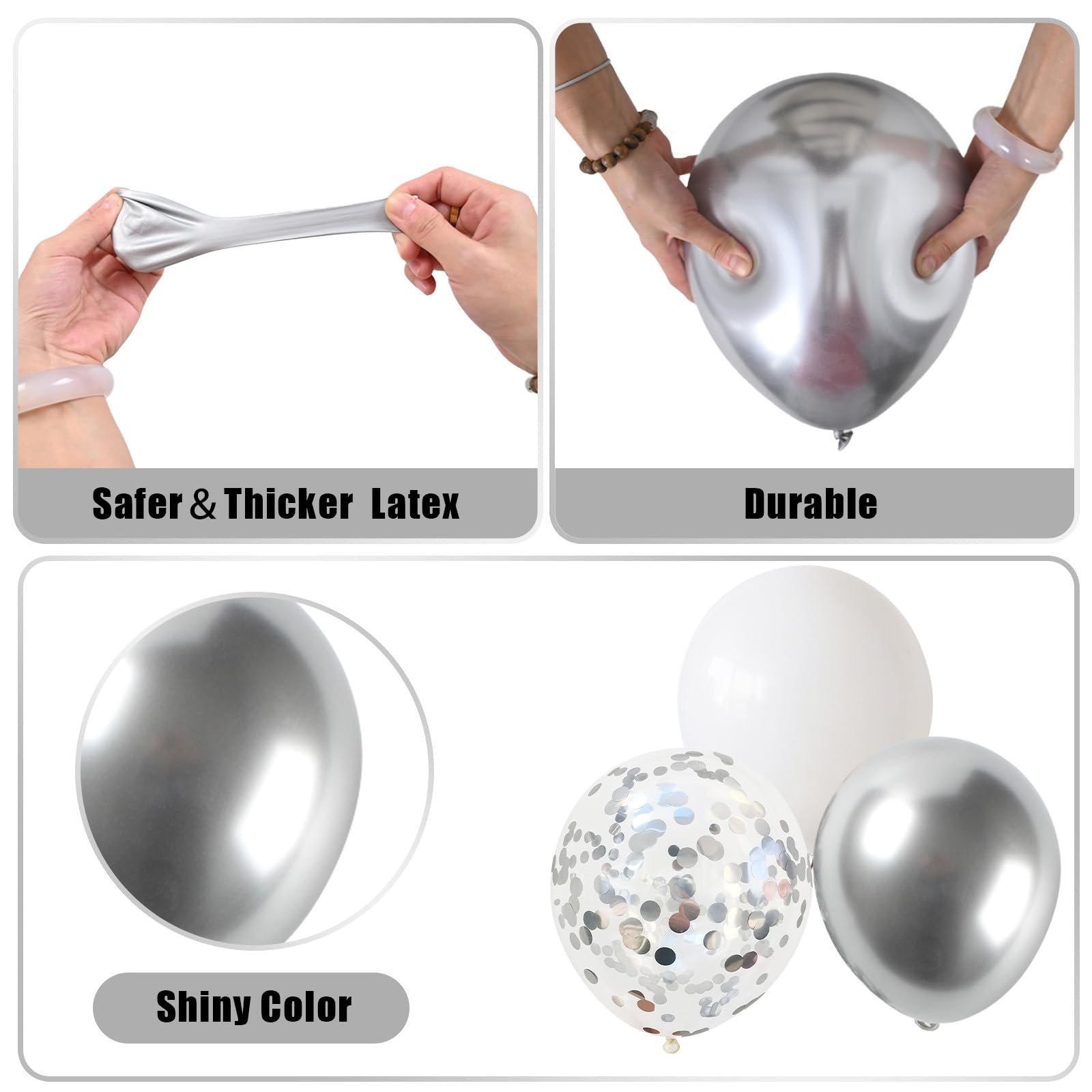 121-Piece Disco Party Decorations Kit - Silver & White Balloon Arch With Sequin Backdrop