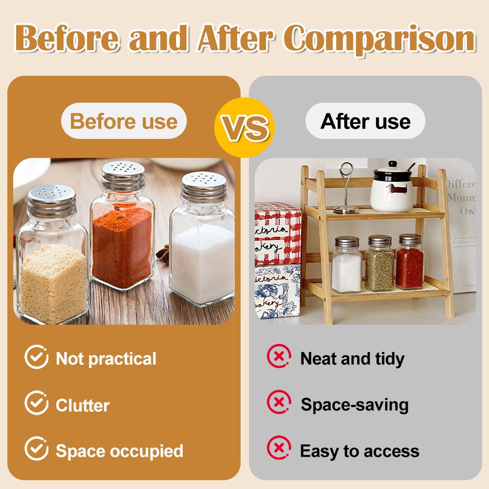 Organizer da Cucina a 2 Ripiani per Tè, Porta Tazze,Soggiorno | Organizer da Cucina in Bambù Imitazione Rattan, Supporto per Tazza da Caffè, Contenitore per Tazza di Caffè