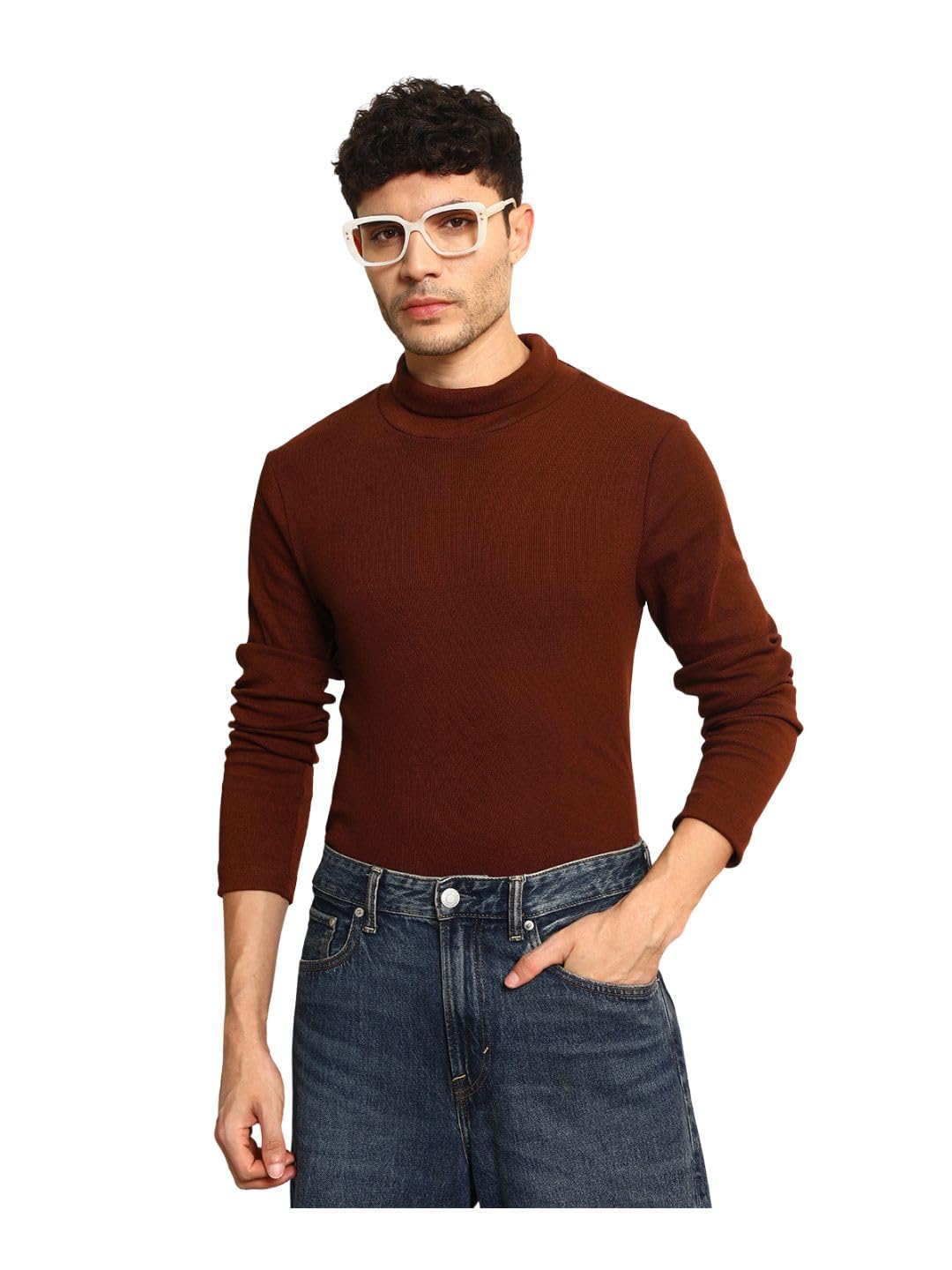 tandul Men's Solid Brown Full Sleeve Sweater - Polyester Blend Sweater for Men Soft & Breathable & Comfortable Outfits for Office, Casual, Festive & Party (11933)-picture-11