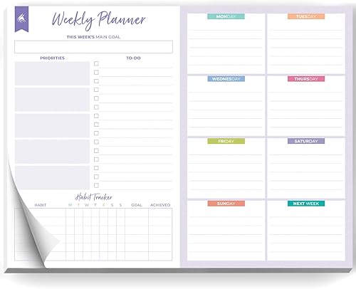 Clever Fox Planificador semanal de escritorio  Bloc de notas semanal de tareas y bloc de notas de planificación para aumentar la productividad, 50