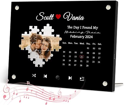 Personalized Music Picture Frame with Song Photo, Custom The Day I Found My Missing Piece Frame Christmas Gift for Boyfriend, Unique Acrylic Valentines Day Gift for Couples, Girlfriend, Wife