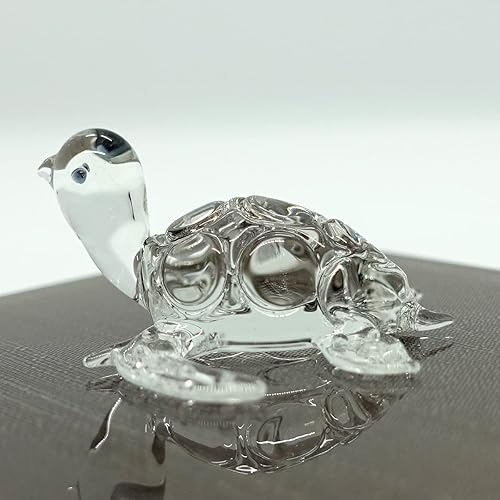 Figuras pequeñas de tortuga sopladas a mano de vidrio transparente, animales, regalo coleccionable para decoración del hogar (Mar de tortuga)