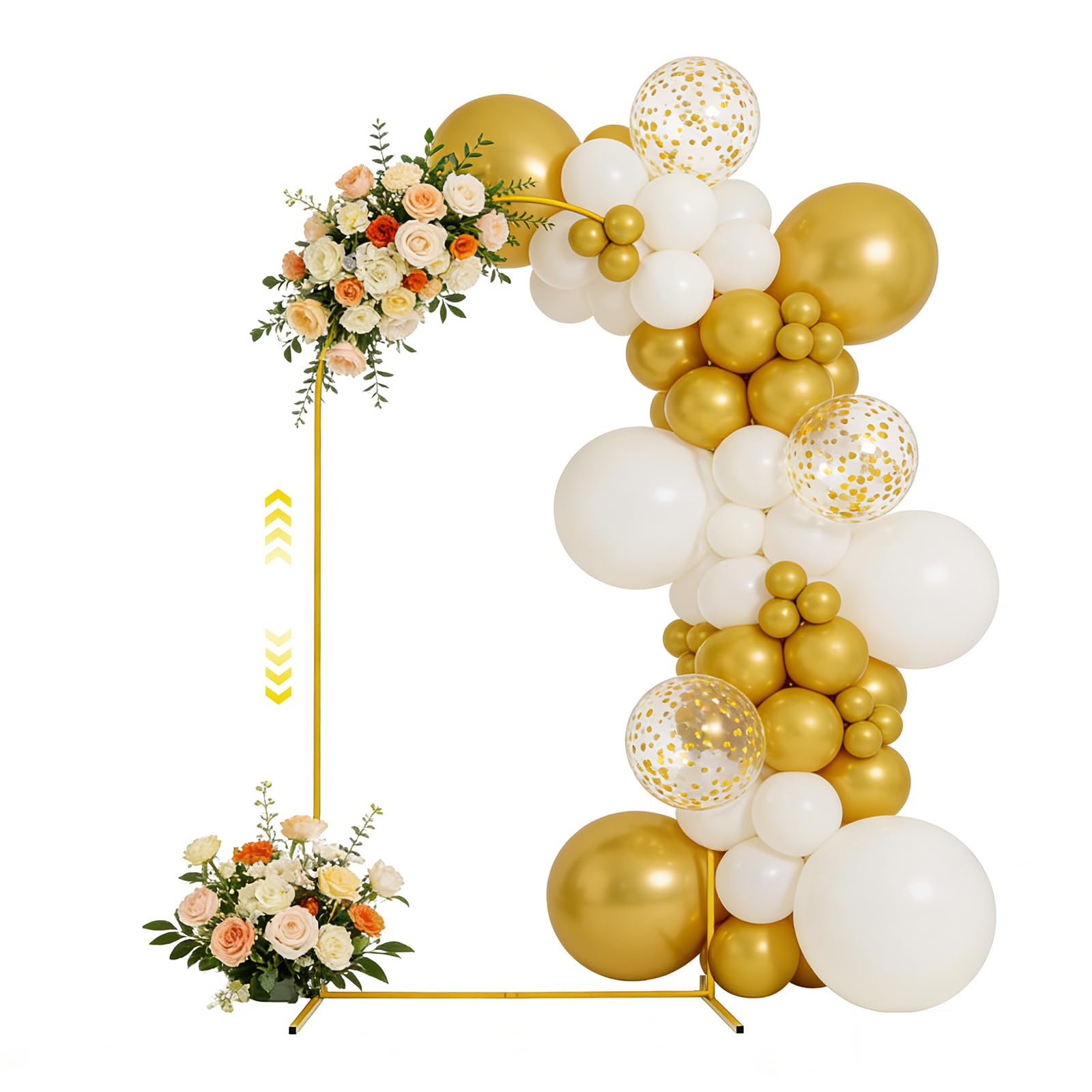 Supporto per Arco Matrimoniale, Regolabile in Altezza da 1,8 a 2,2 M, Struttura per Arco Dorata, Arco per Matrimonio, Arco con Palloncini per Matrimonio, Compleanno, Festa, Baby Shower
