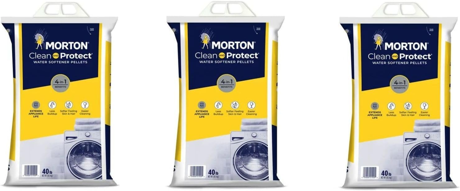 (3 Pack) - 40lb bags Morton Clean and Protect Water Softener Salt Pellets