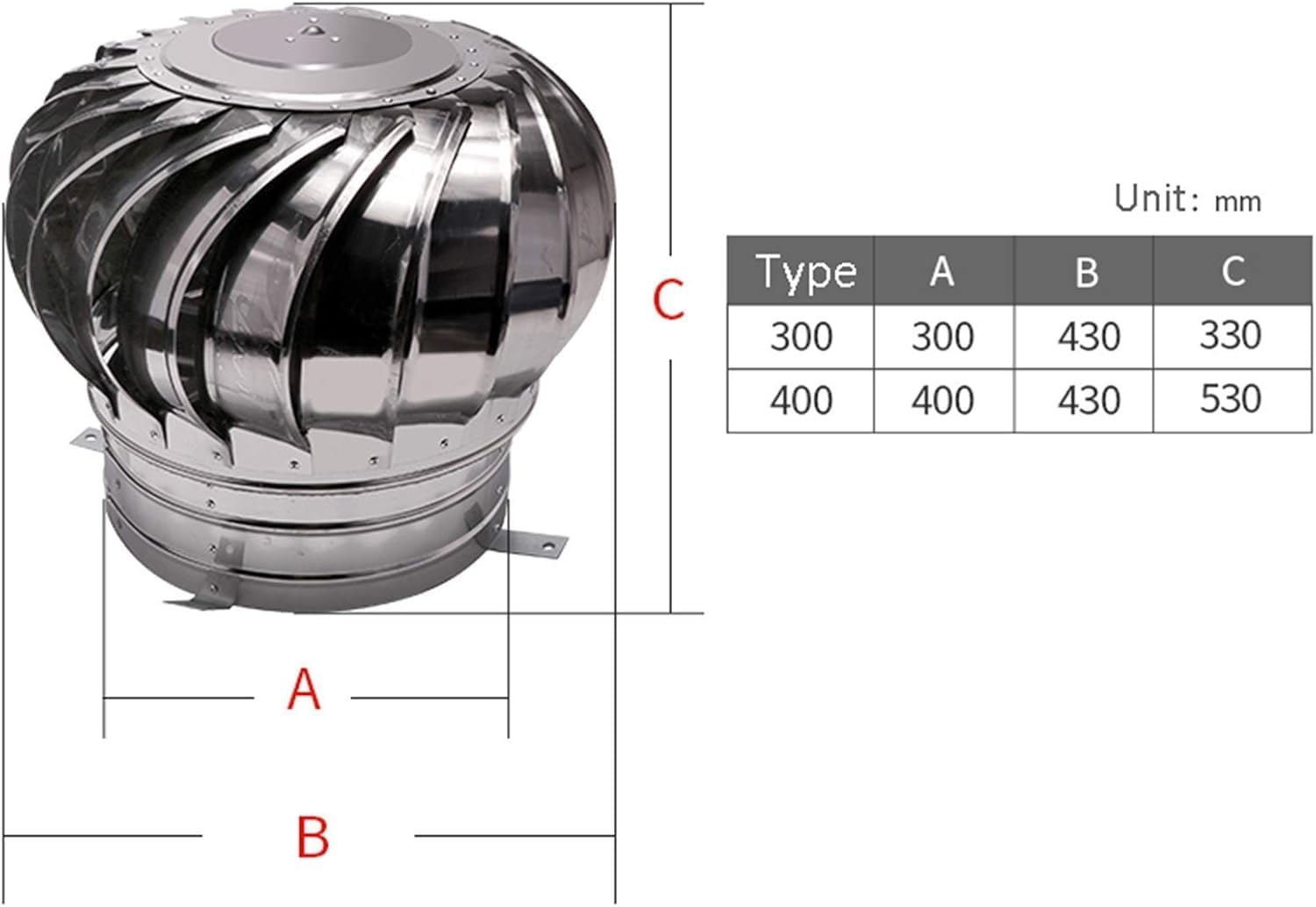 Tapa de Chimenea giratoria de Acero Inoxidable 304 de 400 mm con protección antipájaros y diseño anticorrientes para una Mejor ventilación y protección.