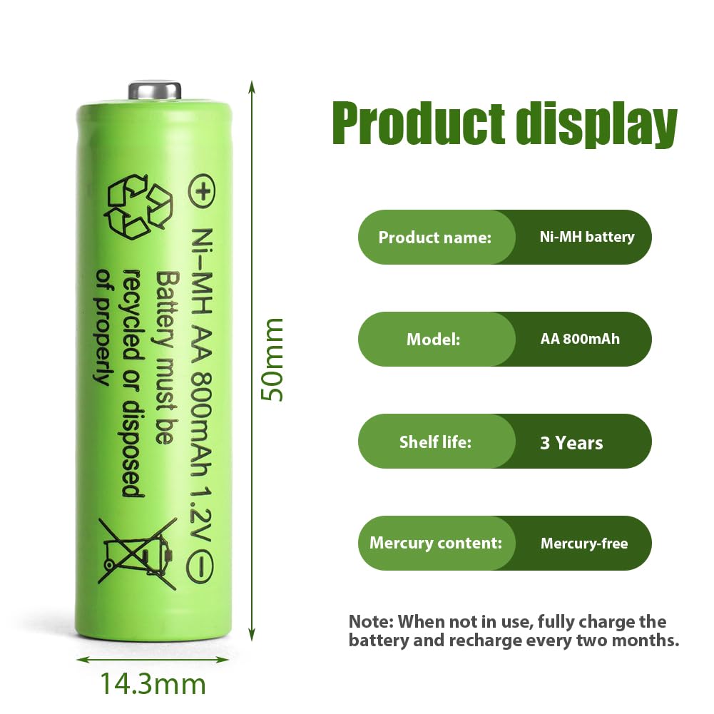 AXFEE Piles Rechargeables Ni-Mh AA 800mAh 1,2V Haute capacité 4PCS