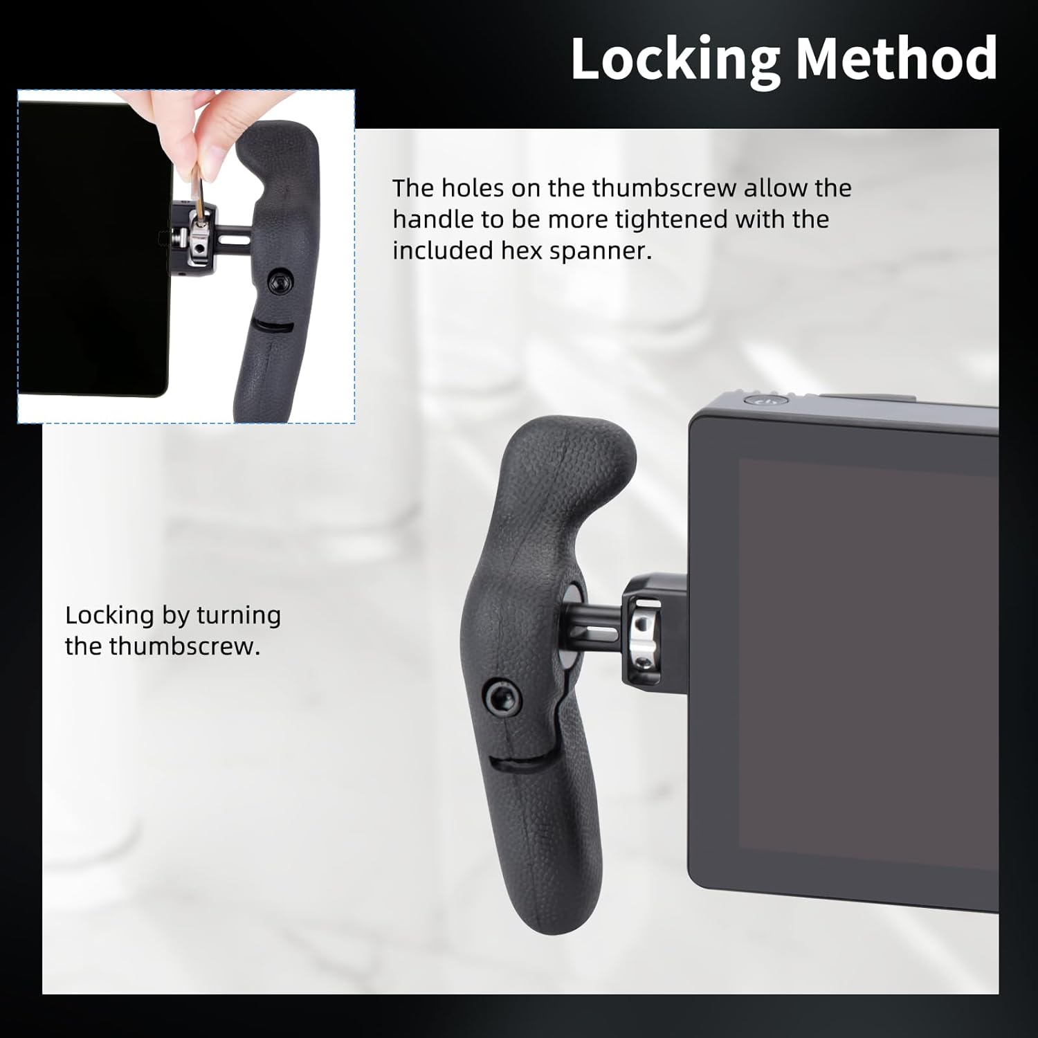 Nitze Side Handle Kit for SmallHD Monitor, with 1/4" Locaiting Pins for SmallHD Standard and Shoulder Strap Slot, Supports 360° Adjustment - PA32F