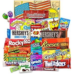Grote Amerikaanse snoepgoed-cadeaumand, snoep uit de VS, keuze uit Hersheys, Reeses, Nerds, Jolly Rancher in in een…