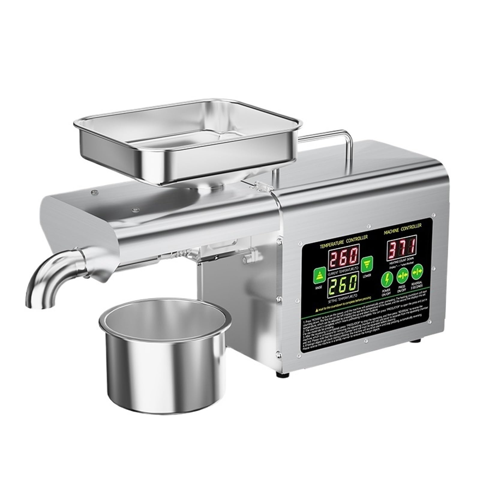 HCZKIUJY Oil Press Machine Automatic Rapeseed Sesame Peanut Stainless Steel Cold Hot Intelligent Temperature Control