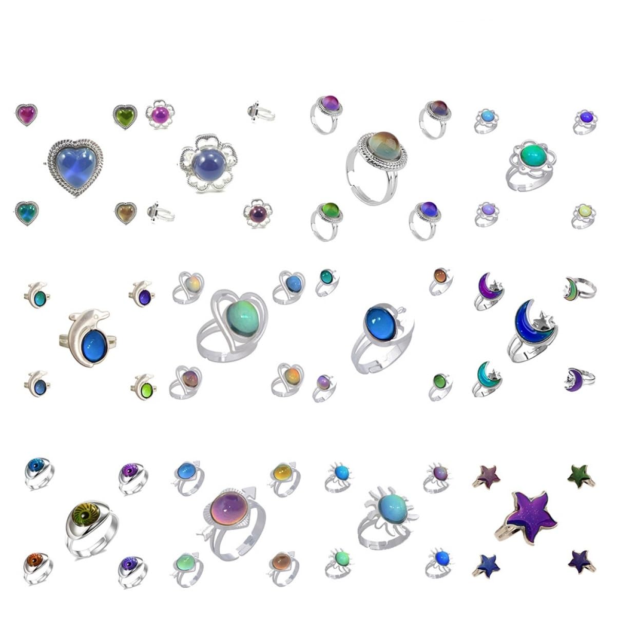 ifundom 36 Stk metallringe Stimmungsring Sonnenring Gefühlsring Ring für Frauen kinder ringe Öffnungsringe geschenk Kristallring Farbwechselring klassisch Schmuck Zubehör Spaltring Student