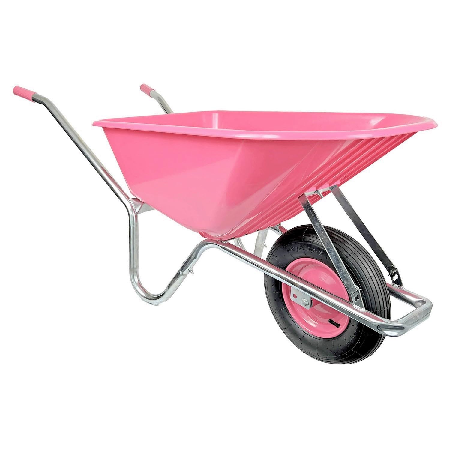 Matrix Schubkarre pink 100l Liter 250 kg verzinkt Luftrad Schubkarren groß Garten Scheibtruhe Bauschubkarre Kunststoffwanne | Rahmen verzinkt | Metall Felge mit Kugellager | leicht und stabil