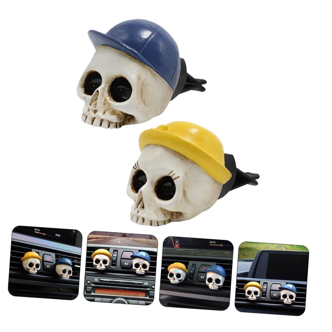 Mobestech 8pezzi Decorazioni Per Auto Forma Di Teschio Clip Per Bocchette Aria Halloween Accessori Per Interni Auto Atmosfera Spettrale Per Feste e Viaggi