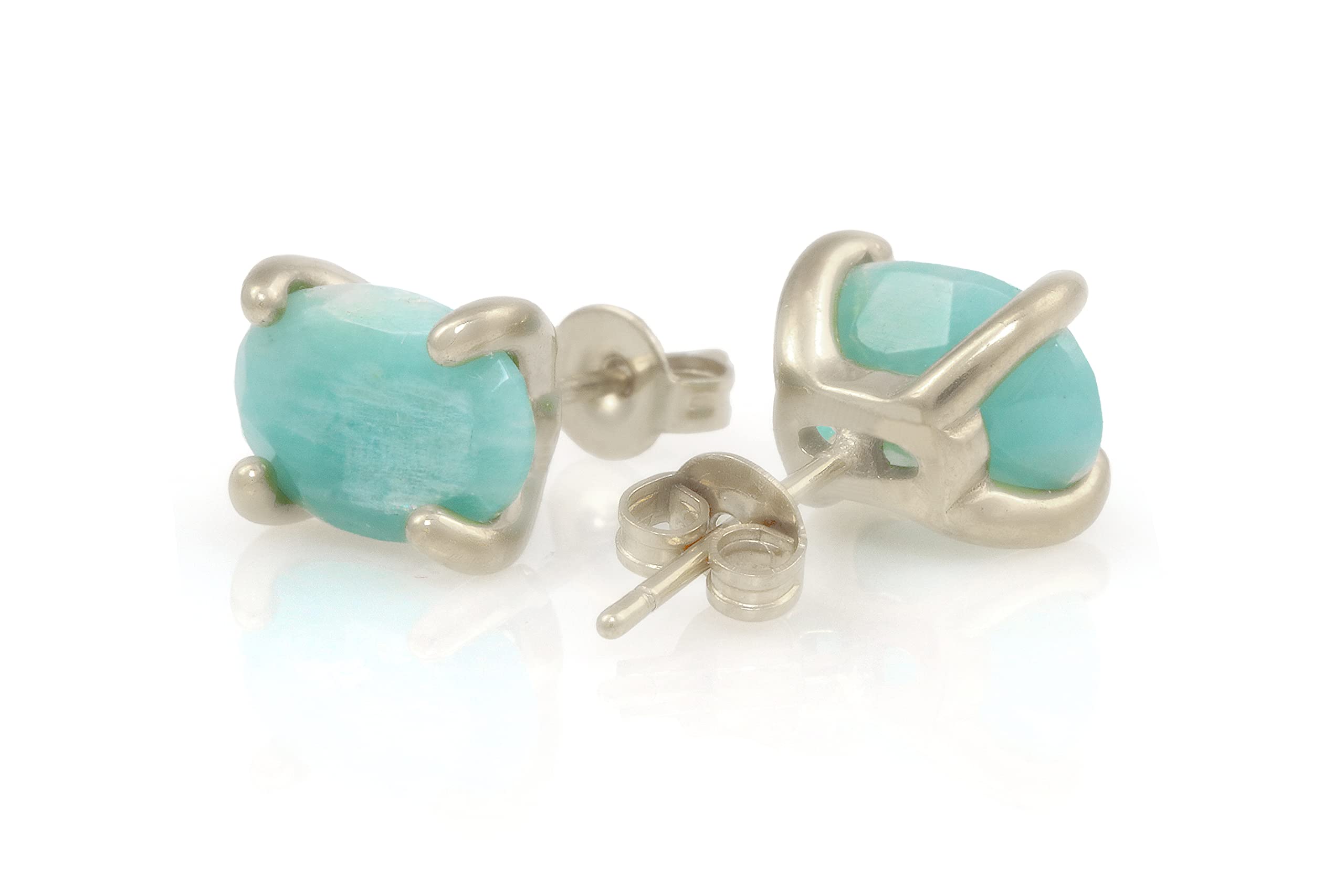 Delicati Orecchini Ovali di Amazzonite - Orecchini Oro da Donna - Orecchini Personalizzati di Stile Chic, Orecchini di Pietre Gemme, Orecchini per Tutti i Giorni, Orecchini Bohemien - Fatti a Mano