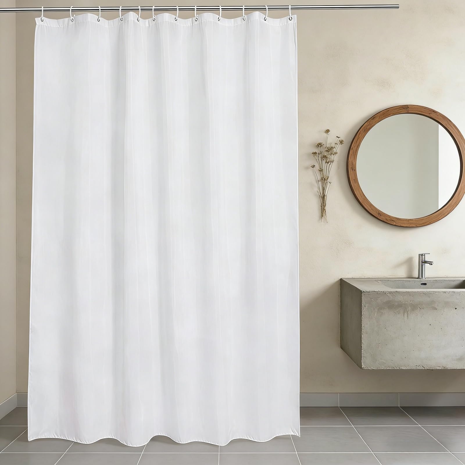Rideau de douche anti-moisissure 60x170 en textile imperméable sans perçage