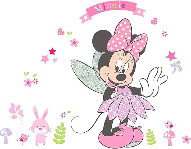 Wall Stickers-Miotlsy Mickey Wall Stickers Pink Flowers Home Wall Decals Wall Decorations Nice Gifts Baby Room Decoration Poster Mural Sticker Bedroom