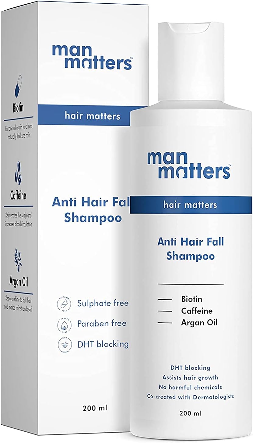 Horizen Man Matters DHT Blocker Anti Hair Fall Shampoo | Therapeutic Grade & Dermatologically formulated | Caffeine, Biotin & Argan Oil | No Side Effects | 200 ml