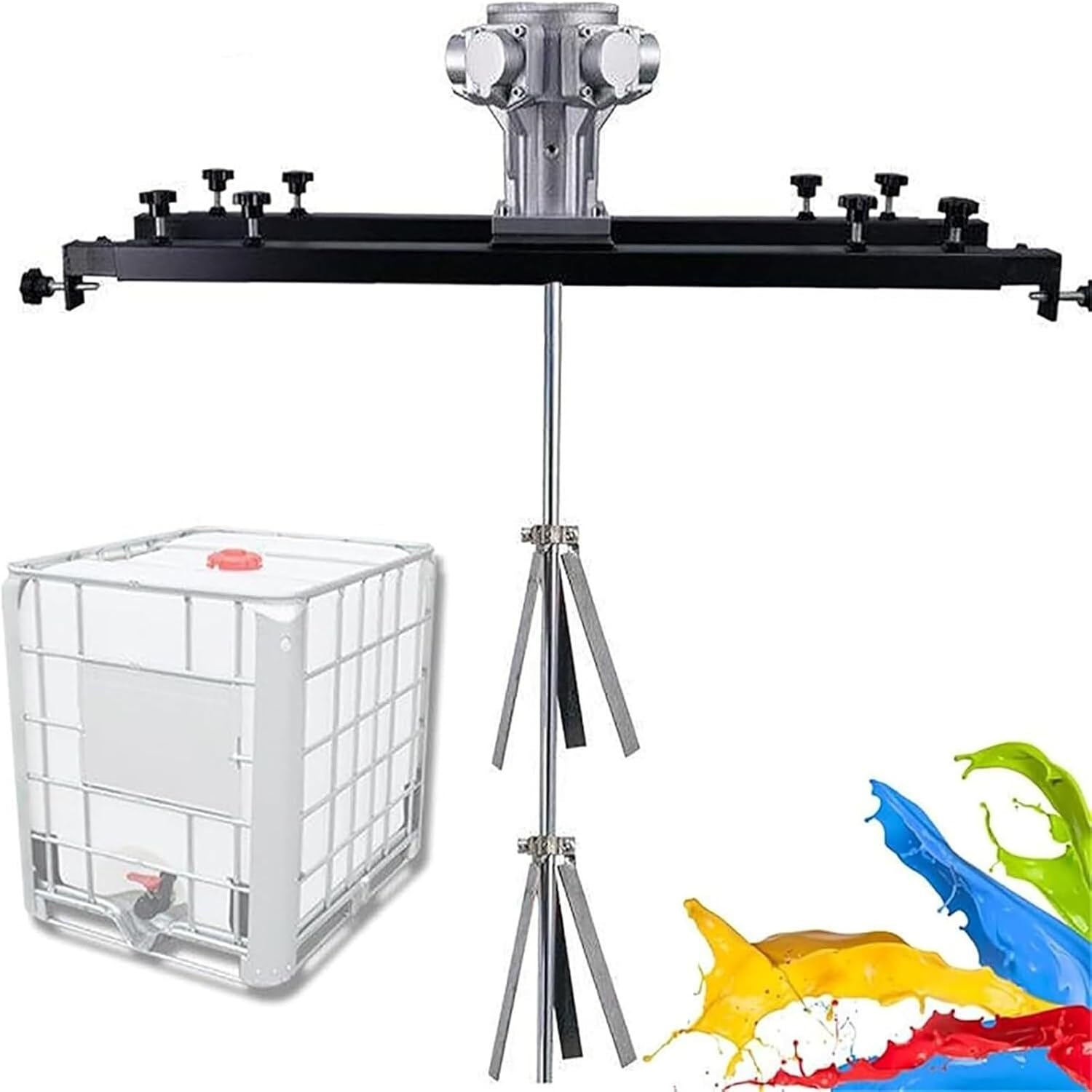 IBC Air Agitator, Electric Tank Mixer Machine,1000L Pneumatic Agitator, Adjustable Size,for Paint Coating Materials Viscous Liquid Ink Dissolve(Large5cylinders)