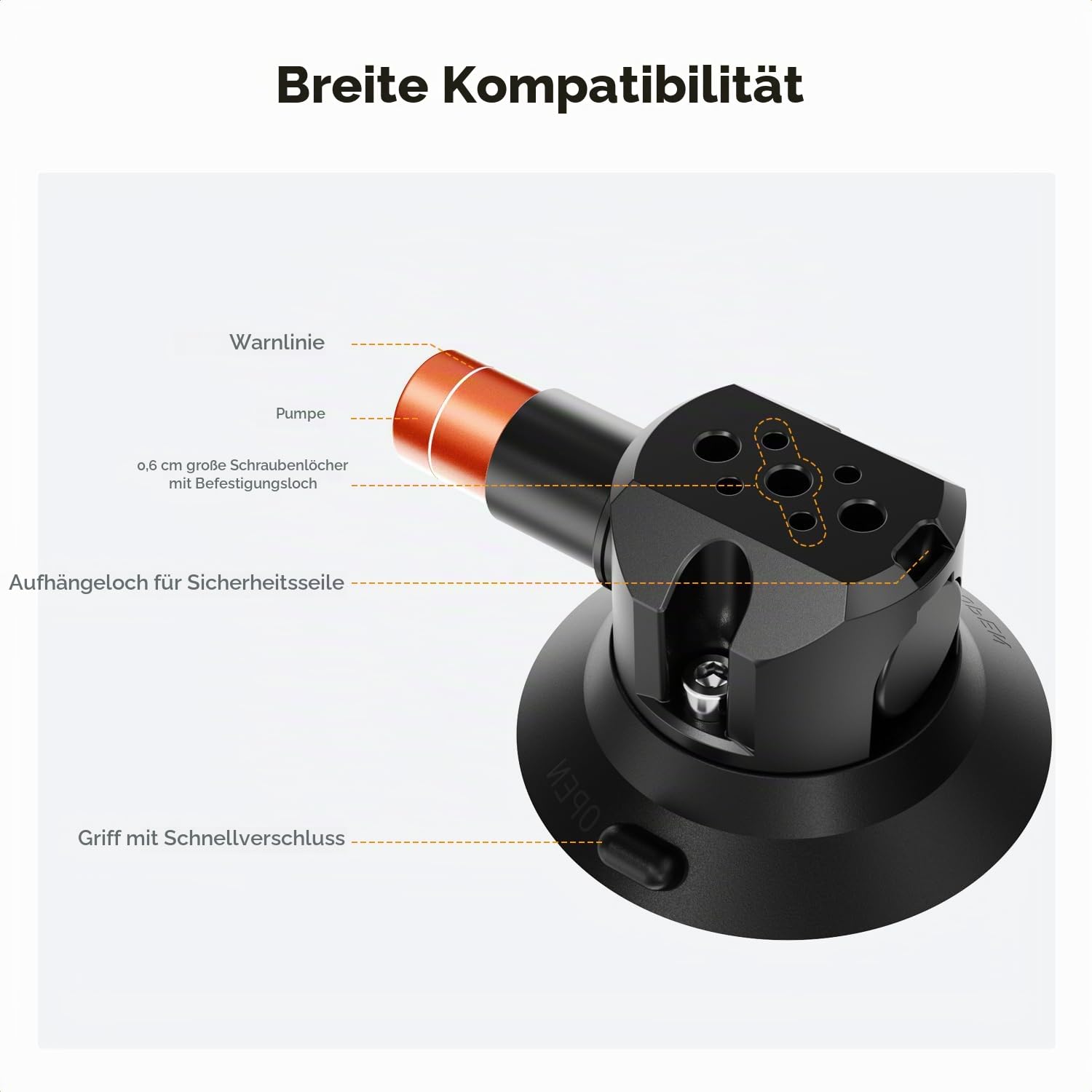 K&F CONCEPT 3" Saugnapfhalterung, Kugelkopf, 1/4" Gewinde | Zentrierbohrung, Für Auto, GoPro, DJI Osmo Action 5 4, Insta360 X5 X4, Handy, MS44