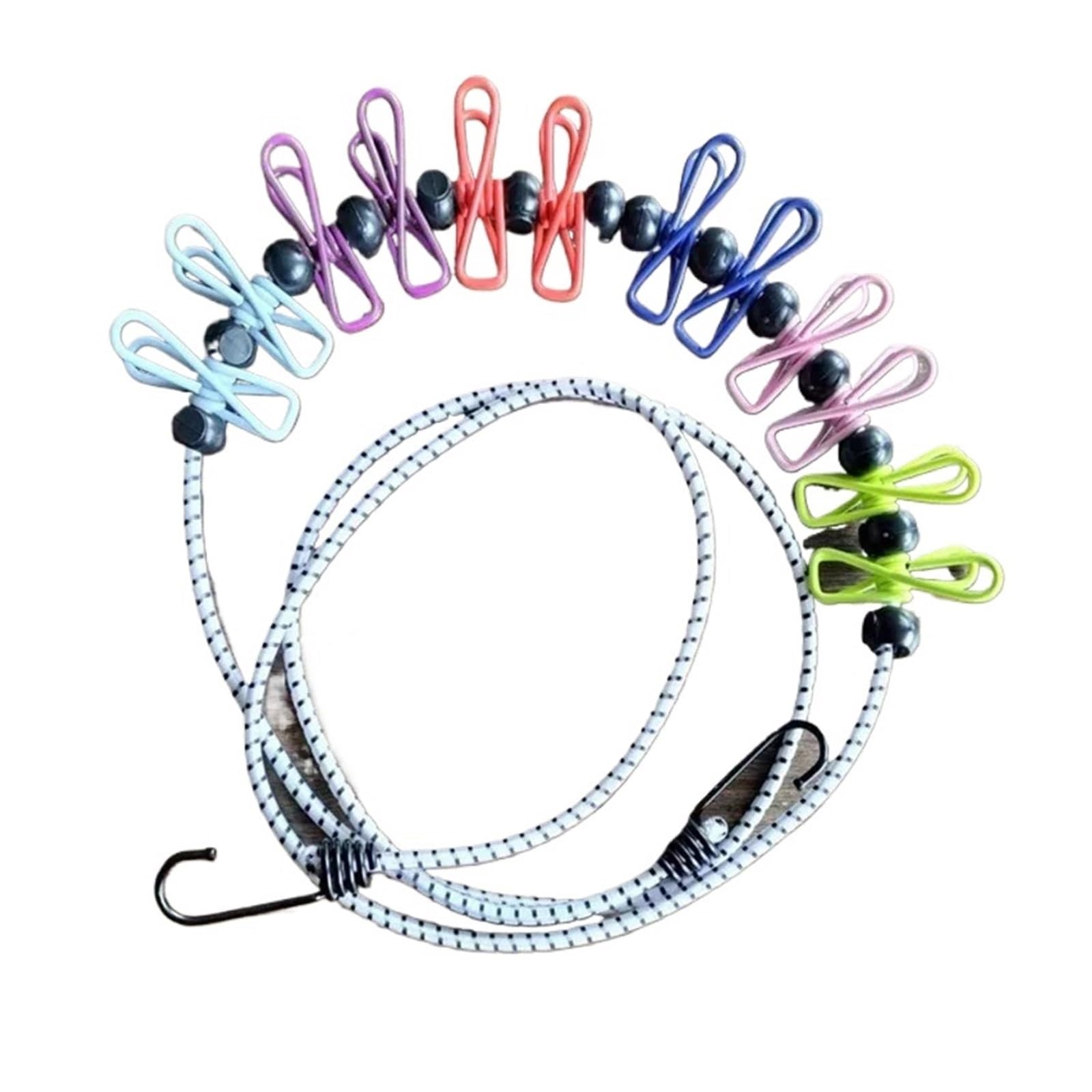 Laundry Drying Rope, 1.78M Travel Portable Elastic Clothesline Windproof Outdoor Drying Line Yard Balcony Multicolor(B-multicolor)