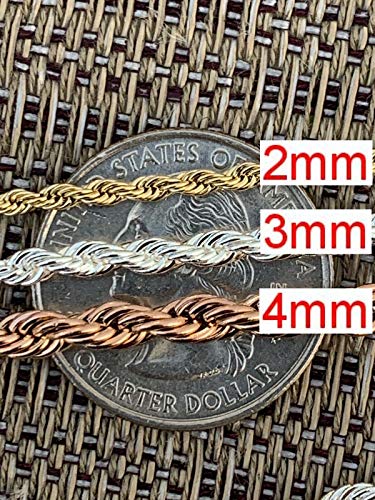 Harlembling Rope Chain - Yellow Gold Rose Gold & Silver Finish Over Real Solid Stainless Steel - 2Mm 3Mm 4Mm 5Mm 6Mm - 18-30" Necklace - Never Changes Color (18, 6Mm Rose Gold) #TOP4