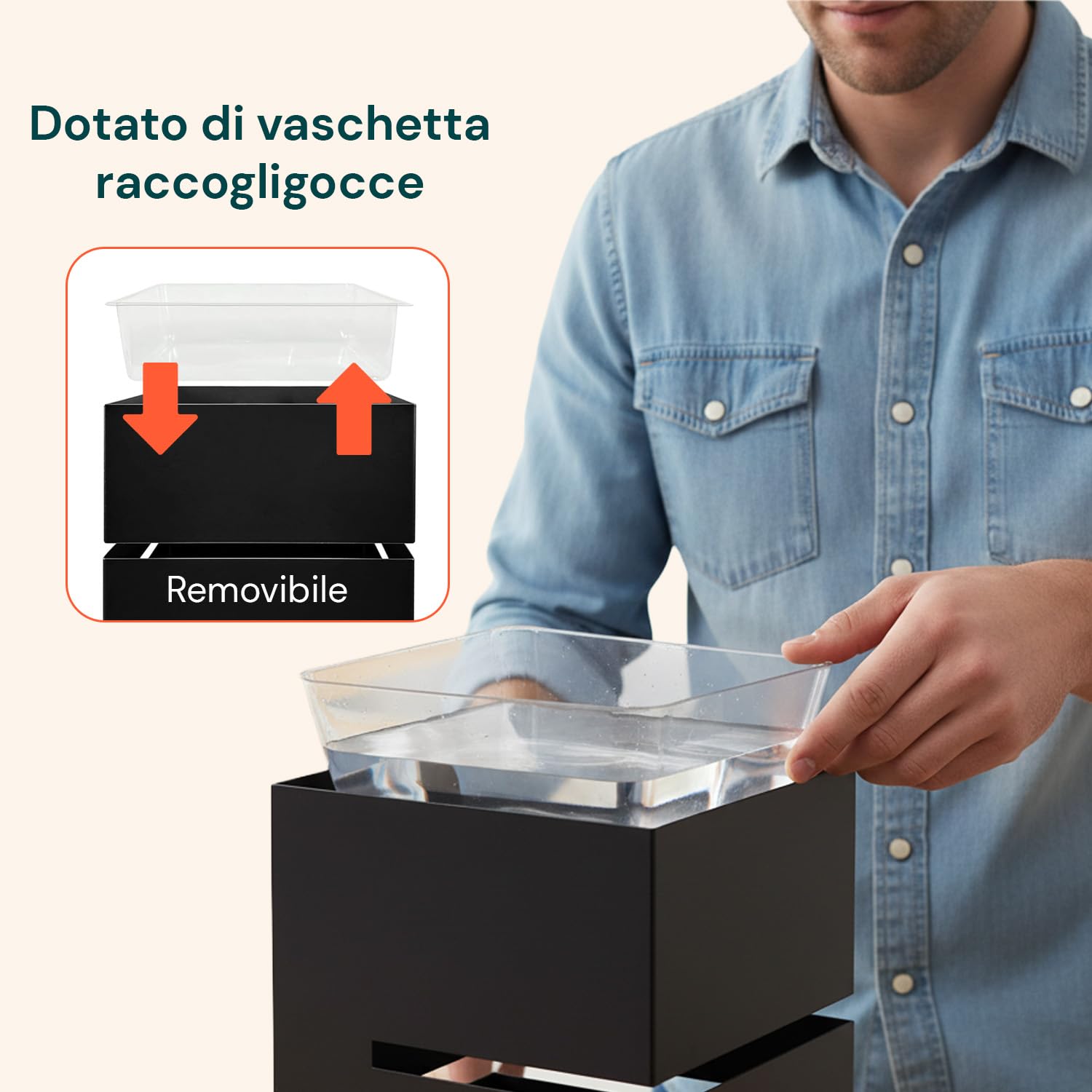 Avilia Portaombrelli da Interno Metallo Nero – Porta Ombrelli con Vaschetta Raccogligocce e 2 Ganci, Portaombrelli da Esterno 10 Ombrelli, Design Moderno per Ingresso Casa e Ufficio