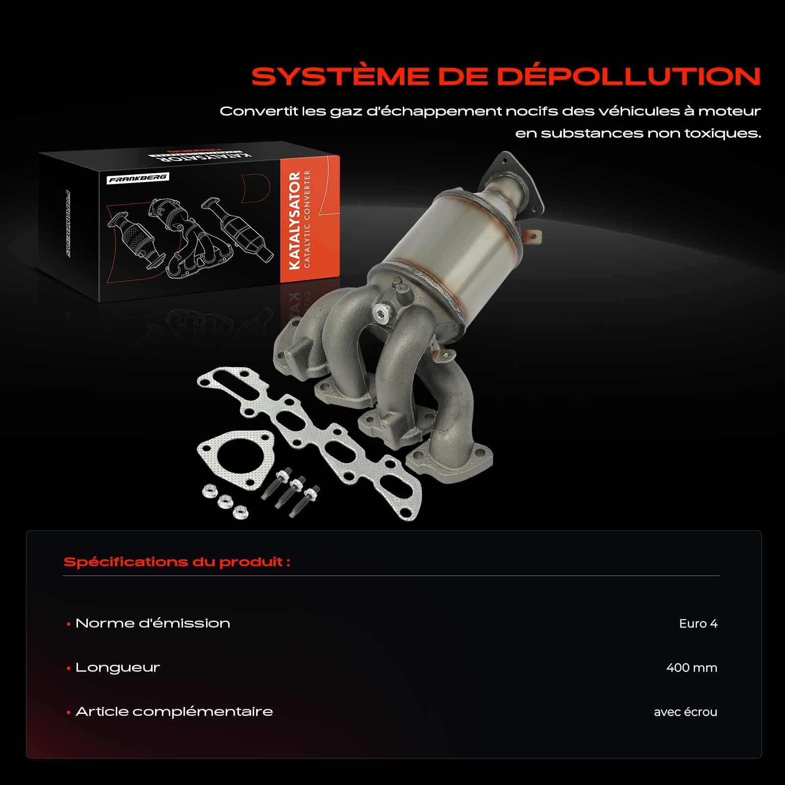 Frankberg Convertisseur catalytique pour essence 55355324 | Compatible avec: Astra G Classic T98, Circuit combiné, Astra H A04, Corsa D S07, Corsa C X01, Agile (A) H00