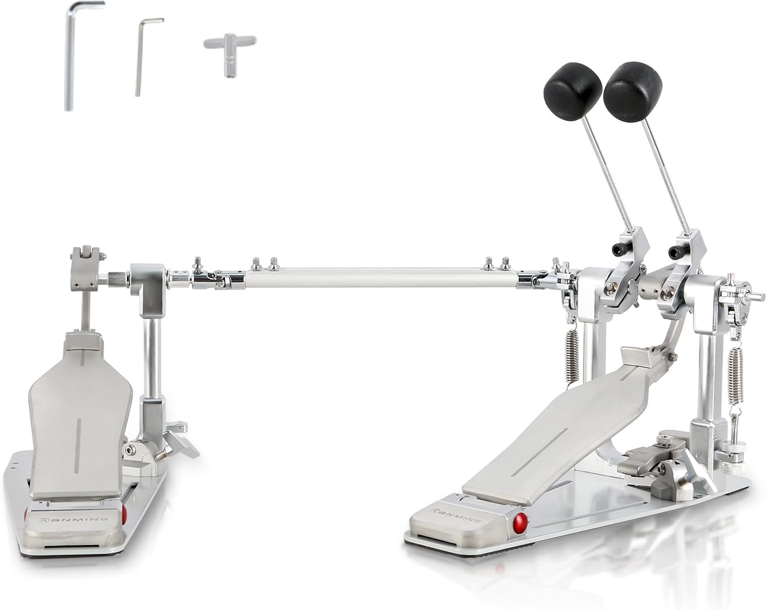 RANMING Double Bass Drum Pedals Direct Drive Bass Drum Pedal Kick Drum Pedal with Two-Sided Beater Non-Slip Footplate Upgrade Double Kick pedal Set for Drum Set and Electronic Drums Beginner Drummers