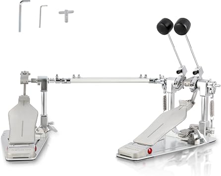 RANMING Double Bass Drum Pedals Direct Drive Bass Drum Pedal Kick Drum Pedal with Two-Sided Beater Non-Slip Footplate Upgrade Double Kick pedal Set for Drum Set and Electronic Drums Beginner Drummers