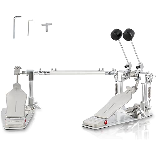 RANMING Double Bass Drum Pedals Direct Drive Bass Drum Pedal Kick Drum Pedal with Two-Sided Beater Non-Slip Footplate Upgrade Double Kick pedal Set for Drum Set and Electronic Drums Beginner Drummers