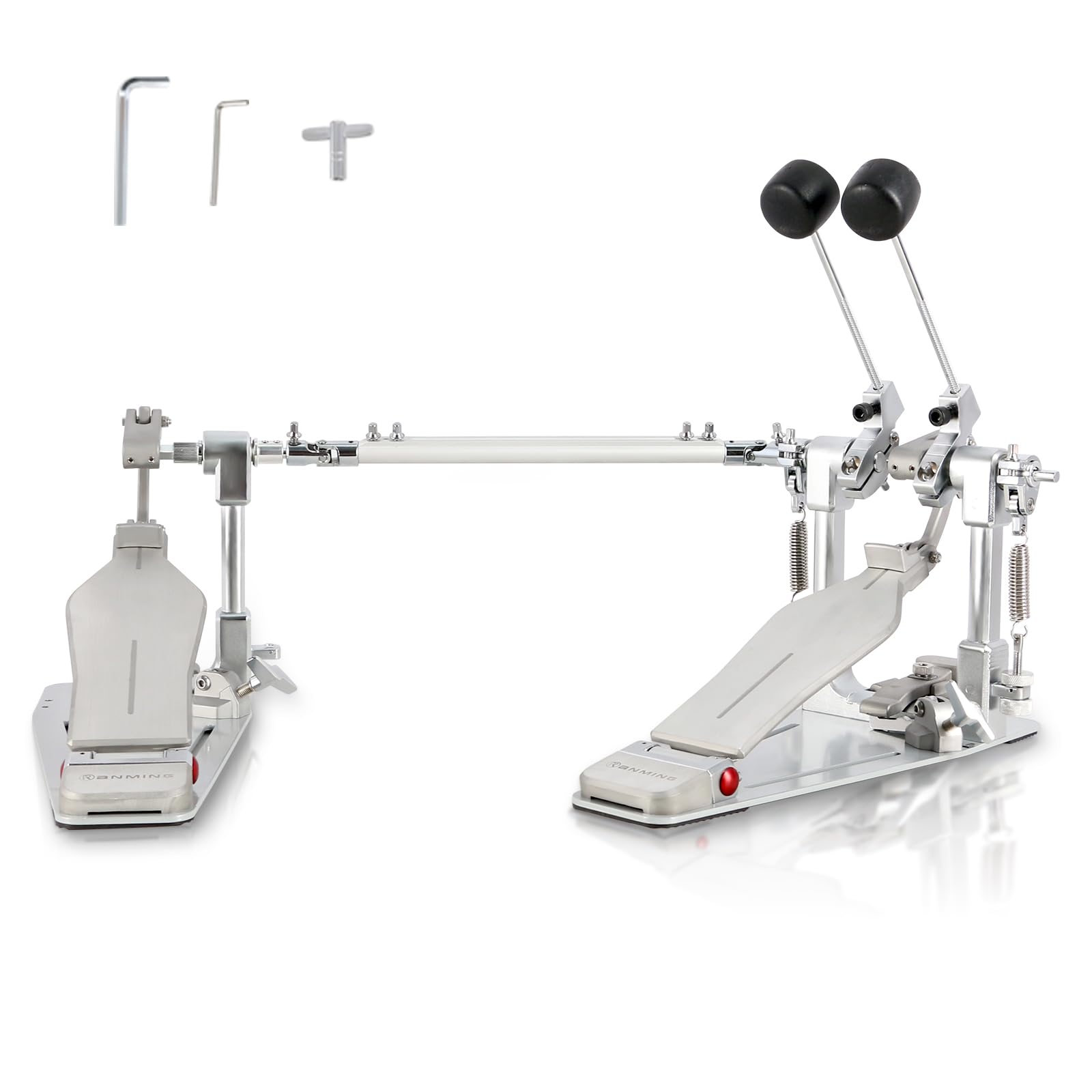 Pedales de bombo doble de accionamiento directo, pedal de bombo con batidor de dos caras, placa antideslizante, juego de pedal de doble patada para batería y batería electrónica para principiantes