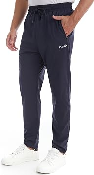 clothin Mens Athletic Pants with Zipper Pockets Running Sweatpants for Jogging Workout Training Lounge Casual Sport