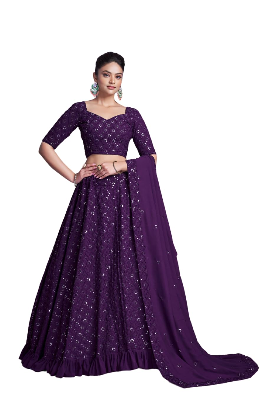 fashion basket Georgette Embroidery Work Lehenga Set for Women.-picture-26