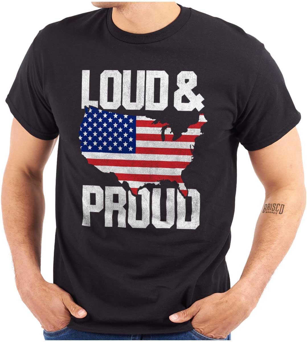 Brisco Brands Loud Proud American State Flag Map Graphic T Shirt Men or Women