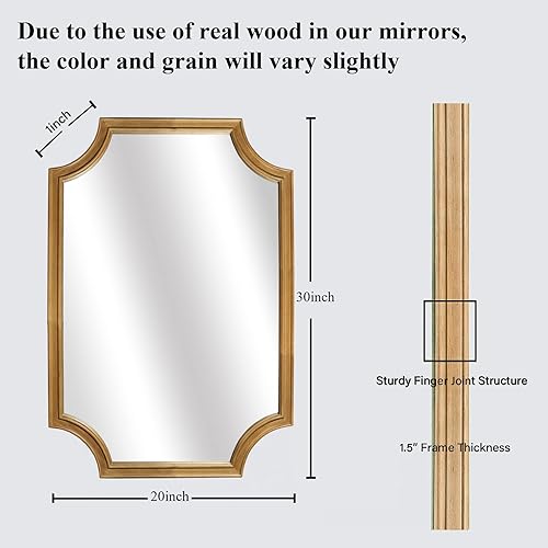 Vista 130 de WallBeyond Espejos de baño de madera para montar en la pared, espejos de pared con marco de madera rústica de 16 x 20 pulgadas, espejos de pared