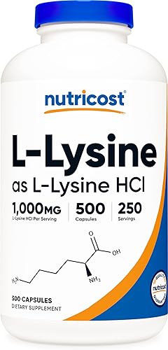 Nutricost L-lisina 1000 mg por porción 250 porciones 500 cápsulas Sin gluten sin OMG 500 mg por cápsula Nutricost L-lisina 1000 mg por porción 250 porciones 500 cápsulas Sin gluten sin OMG 500 mg por cápsula