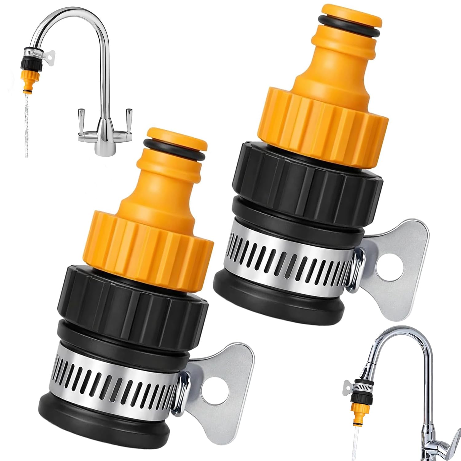 Universal Tap Faucet Hose Connector Adjustable Fit for Garden, Car Washing & Indoor Outdoor Water Connections (Kitchen Tap Hose Connector)