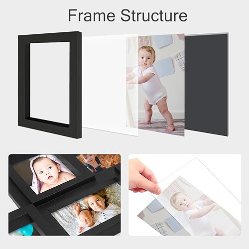 Miniatura 8 de Marcos de fotos para decoración de pared, marco de collage de fotos colgantes, marco de fotos grande de 4 x 6 pulgadas para el hogar, sala de estar,