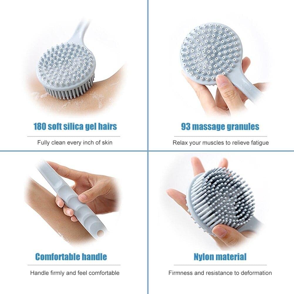 draval Soft Silicone Shower Brush for Back, Hair, Body and Face - Detachable Handle Back Scrubber (multicolor) 1