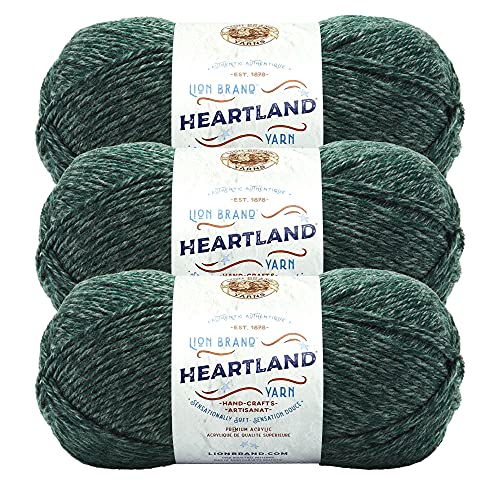 Image of Lion Brand Yarn Heartland Yarn, Worsted-Weight Yarn for Knitting, Crocheting, and Crafting, 3 Pack, Kings Canyon