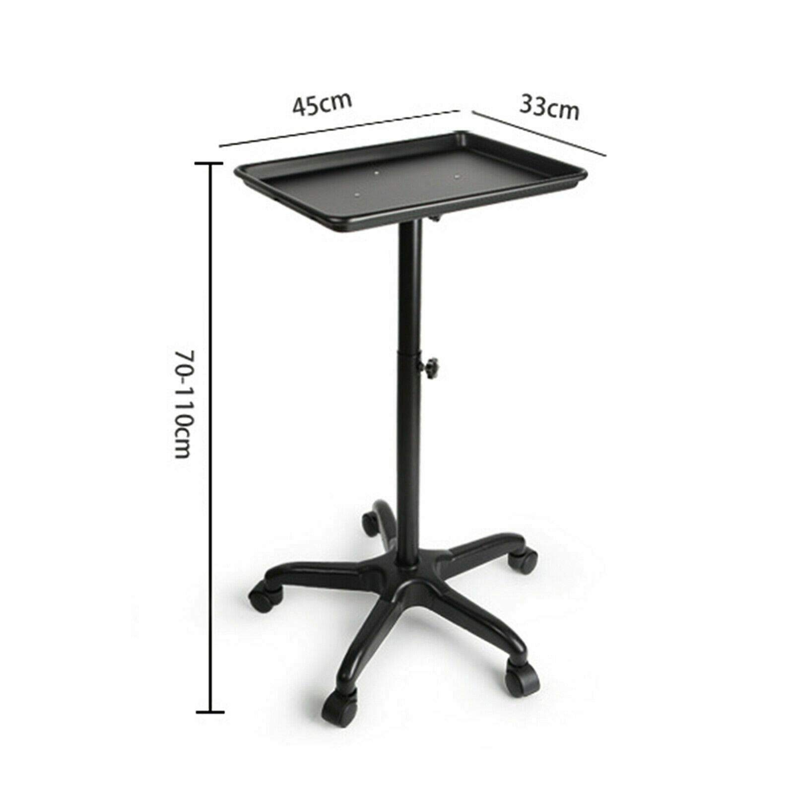 Carrito de trabajo de peluquería, carrito de belleza de metal, carrito de salón móvil, altura ajustable, para peluquería, salón de belleza, spa (negro)