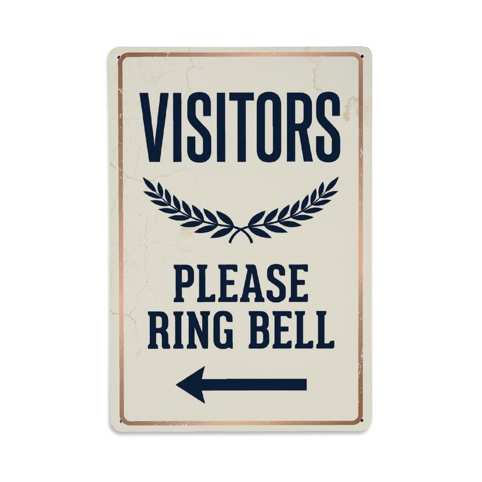 Metal Tin Sign Vintage Visitors Please Ring Bell Arrow Laurel