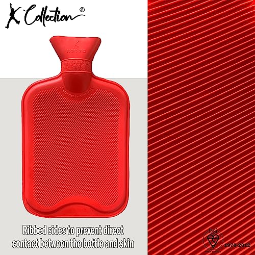Pack of 3 Hot Water Bottles - Natural Rubber 2 Litre Capacity - 3 Colours in Pack (Red, Yellow and Blue) - Image 4