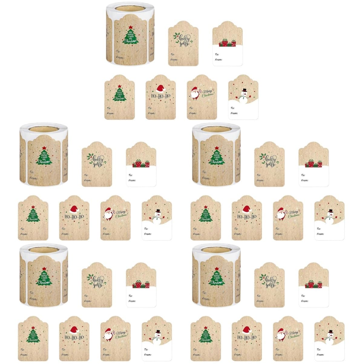 5 Rollos Pegatinas navideñas etiquetas adhesivas para etiquetas navideñas box cajas decoraciones etiqueta de pegatinas sellado de navidad pegatinas papel kraft