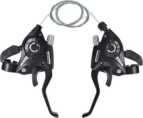 FOMTOR Juego de cambiadores de bicicleta de montaña de 3 x 7 de 21 velocidades, palanca de cambio de palanca de freno izquierda derecha con cables